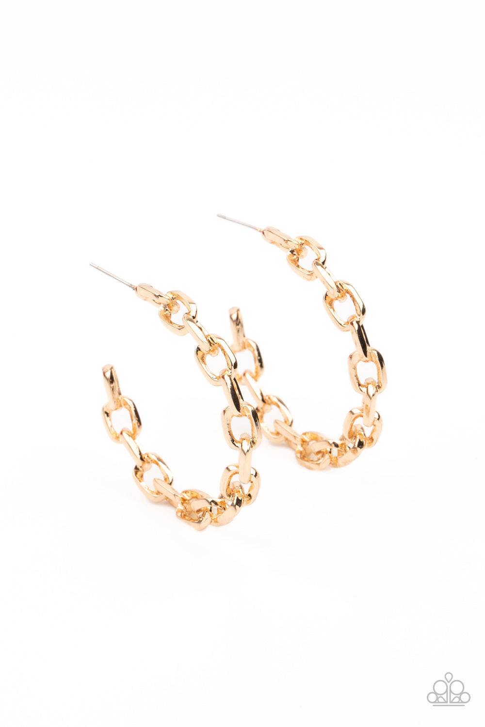 Stronger Together - Gold Paparazzi Earrings