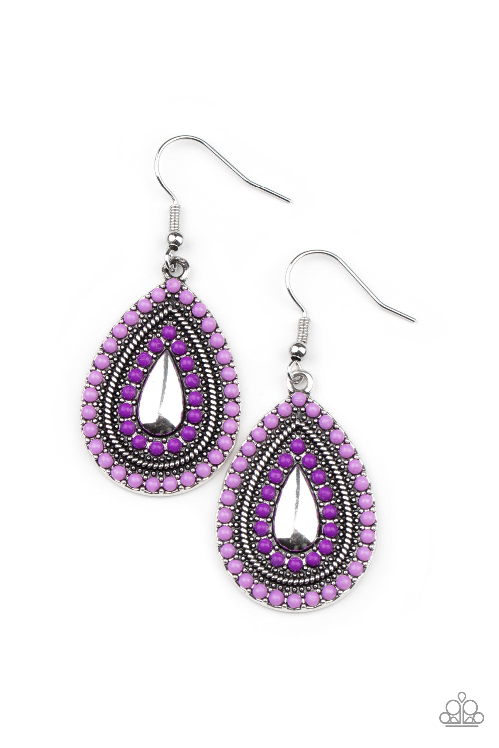 Beaded Bonanza - Purple Paparazzi Earrings