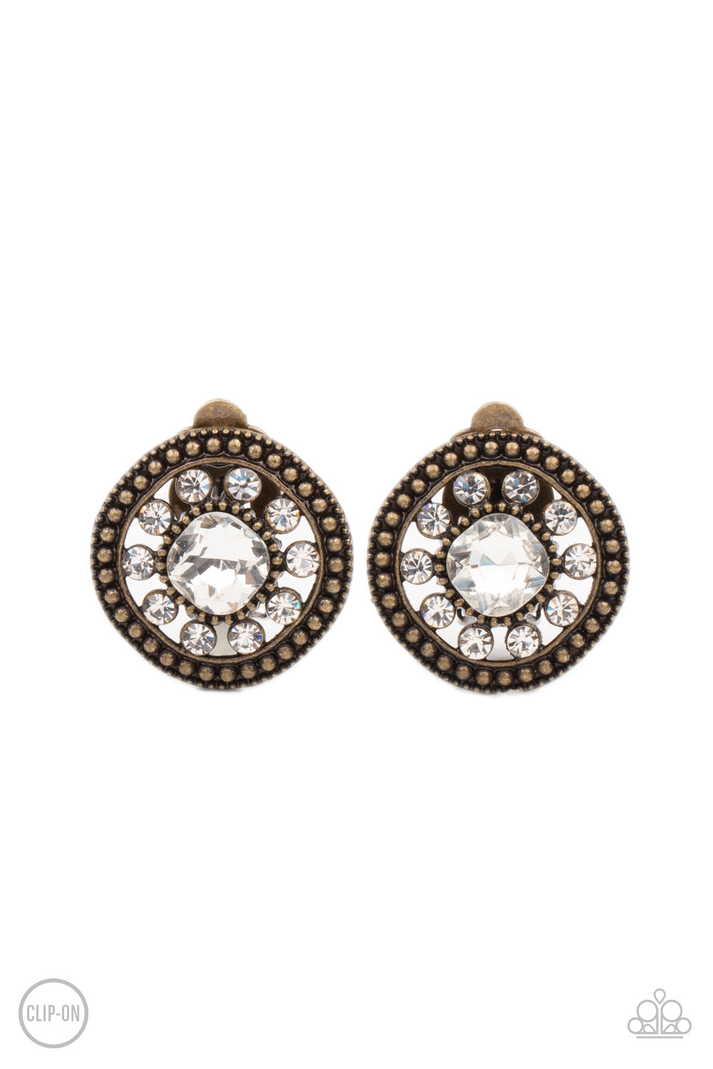 Dazzling Definition - Brass Paparazzi Clip-On Earrings