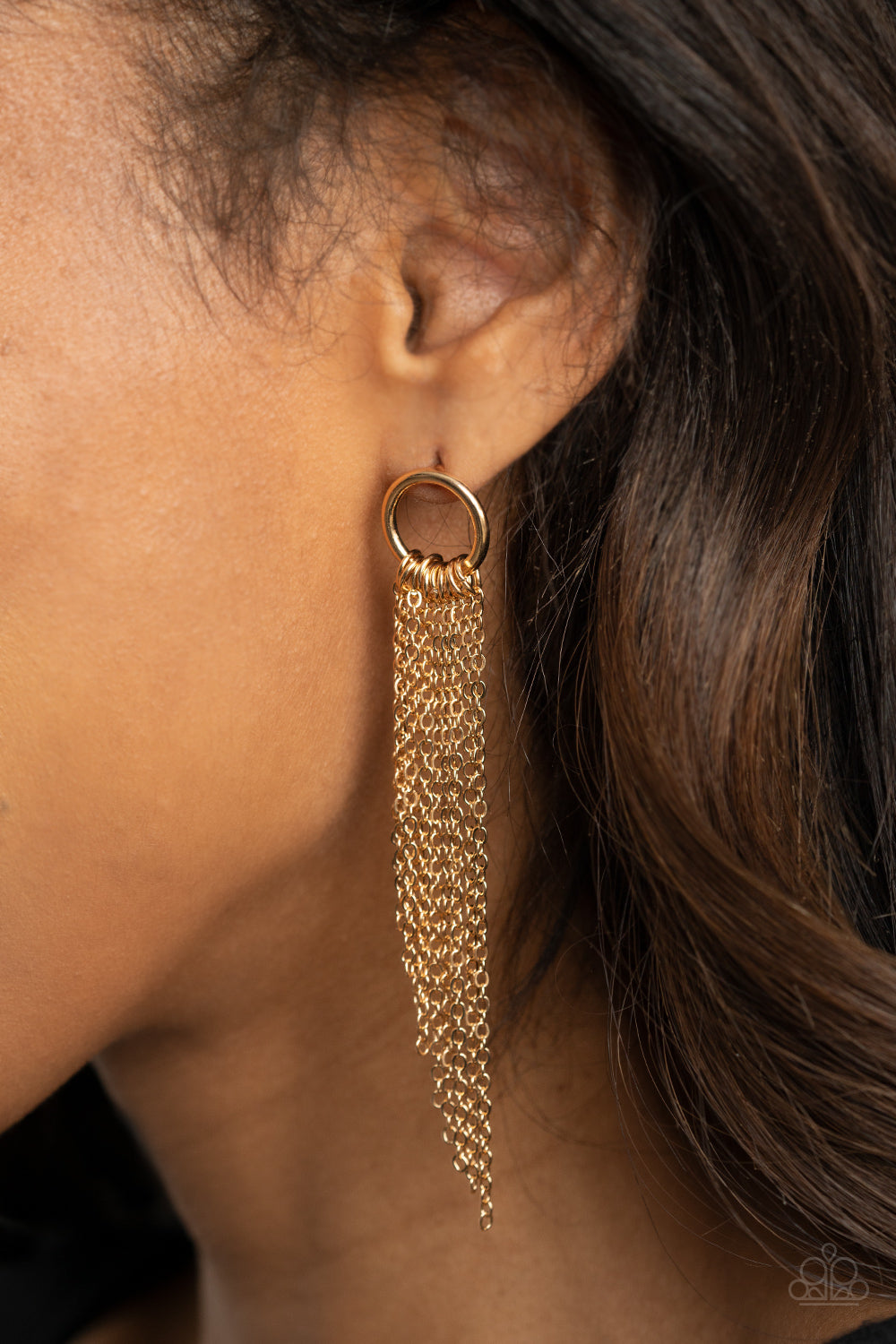 Divinely Dipping - Gold Paparazzi Earrings