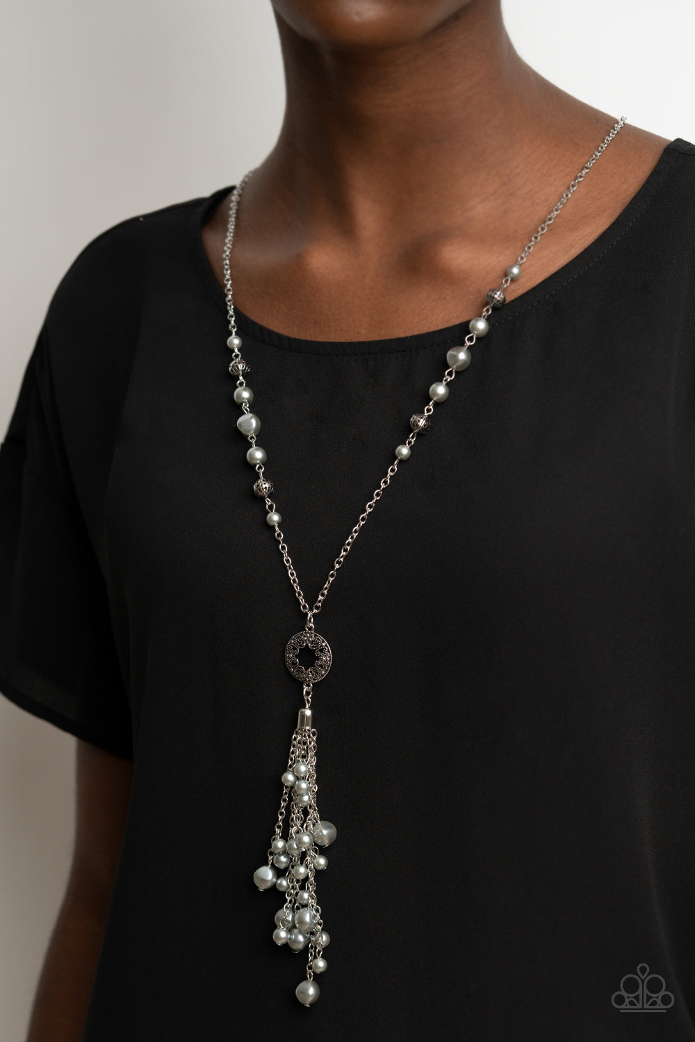 Tasseled Treasure - Silver Paparazzi Necklace