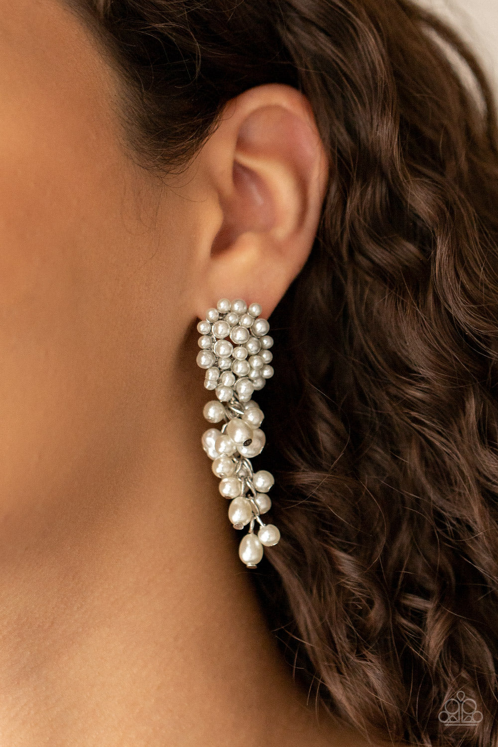 Fabulously Flattering - White Paparazzi Earrings