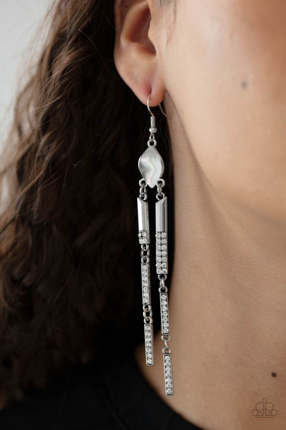 Defined Dazzle - White Paparazzi Earrings