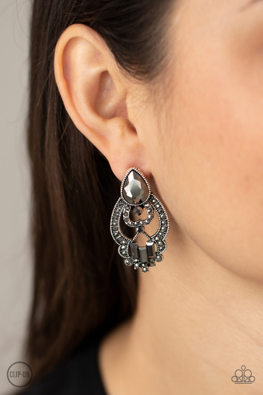 Glamour Gauntlet - Silver Paparazzi Earrings