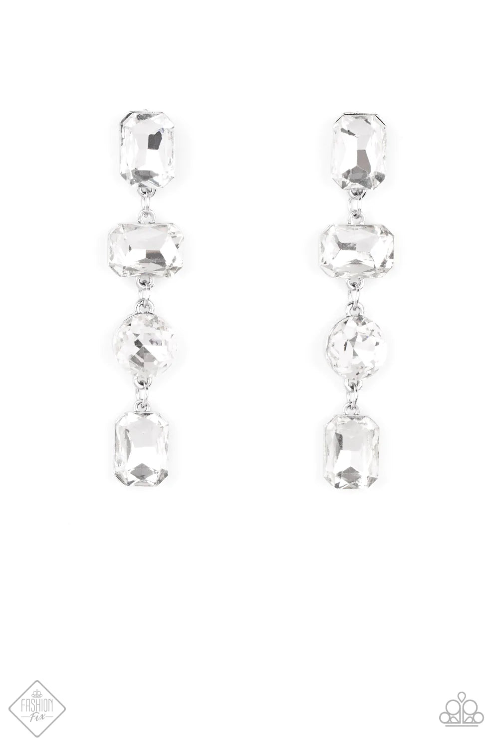 Cosmic Heiress White Paparazzi Fashion Fix Earrings