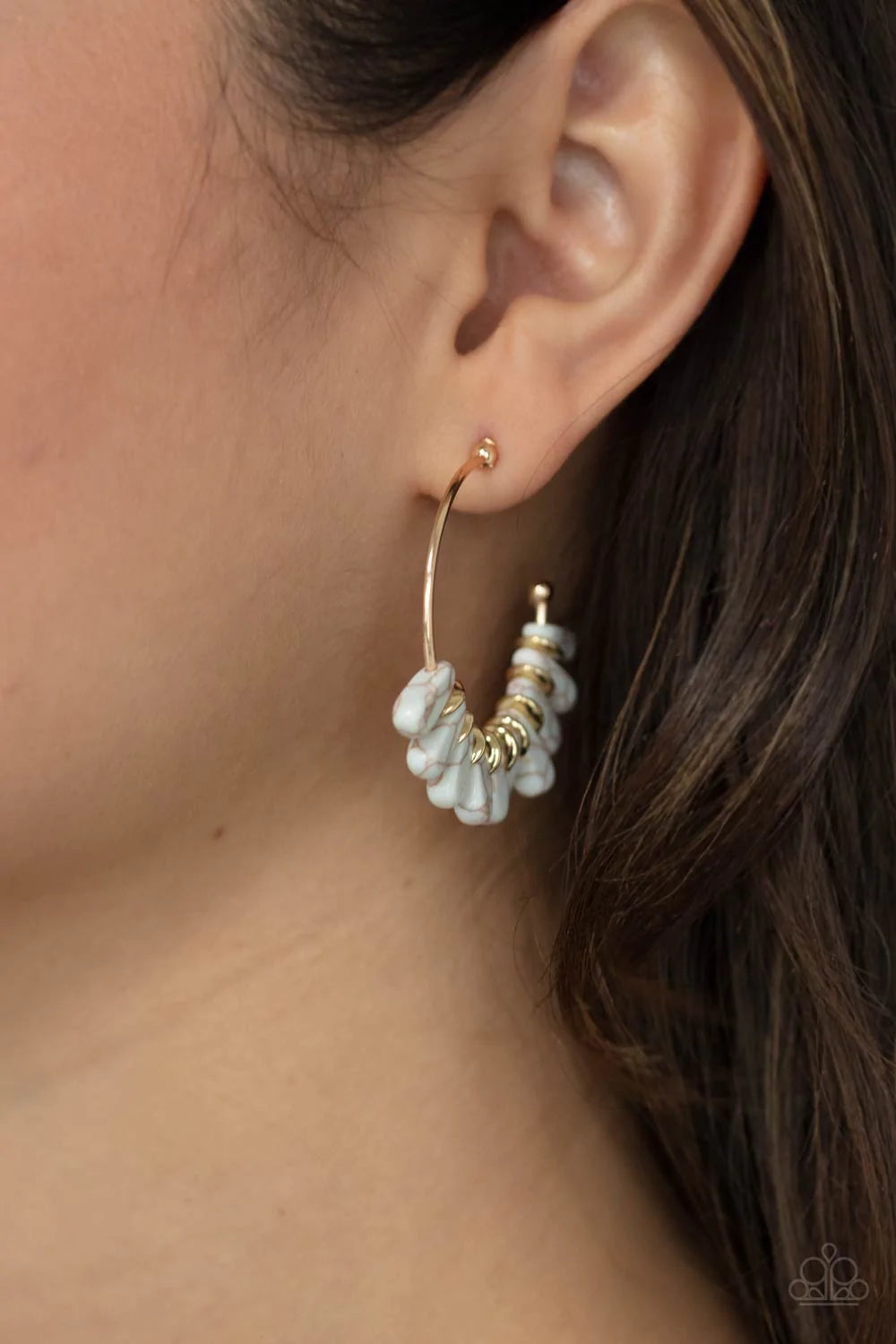 Poshly Primitive White Paparazzi Hoop Earrings
