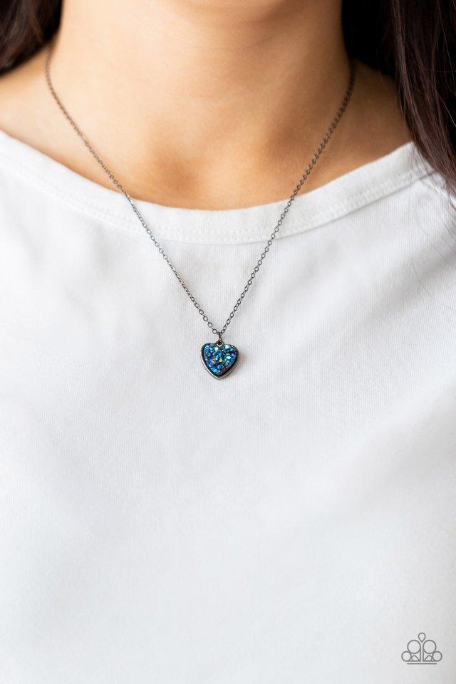 Pitter-Patter, Goes My Heart Blue Paparazzi Necklace