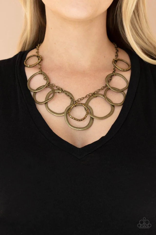 Dizzy With Desire Brass Paparazzi Necklace