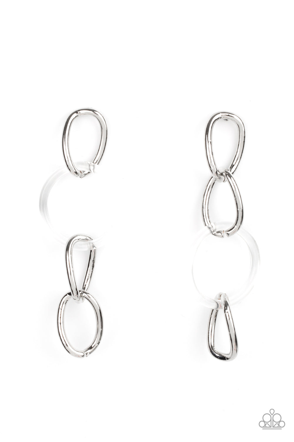 Talk In Circles - White Paparazzi Earrings