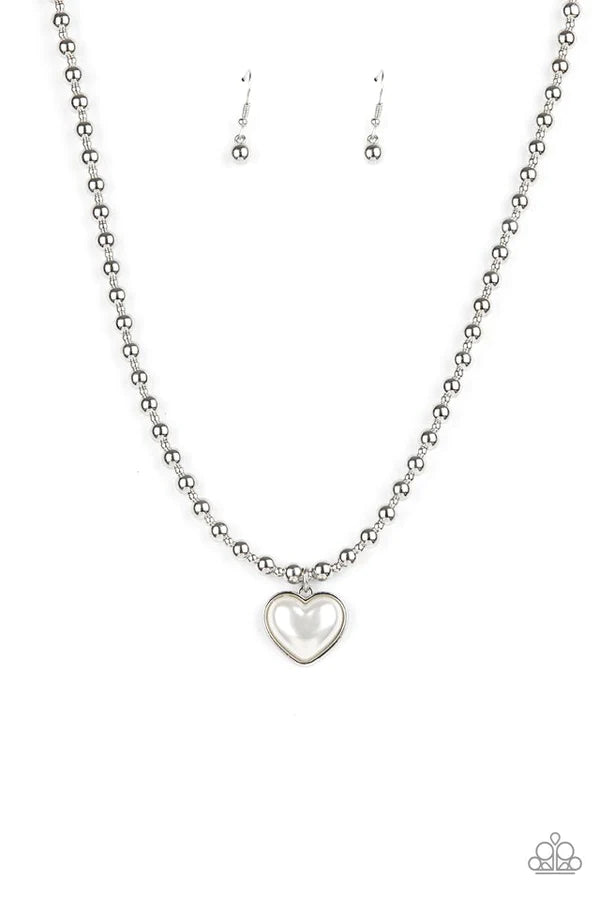 Heart Full of Fancy White Paparazzi Necklace