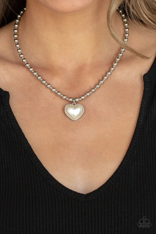 Heart Full of Fancy White Paparazzi Necklace