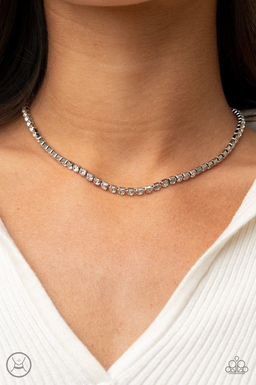 Starlight Radiance - White Paparazzi Choker Necklace