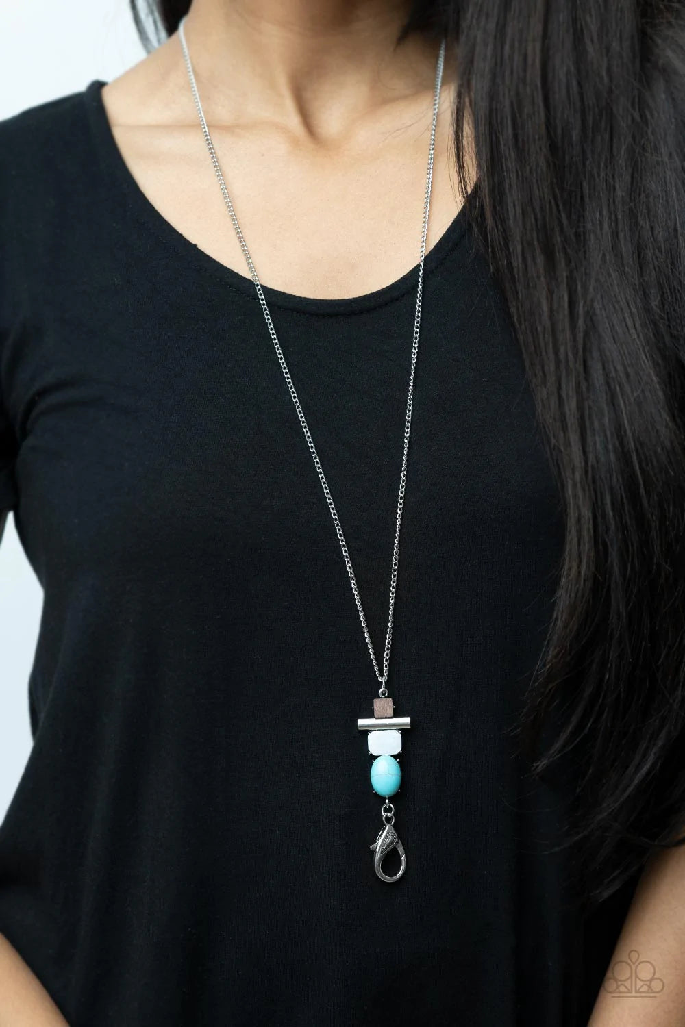 Natural Novice Blue Paparazzi Lanyard Necklace