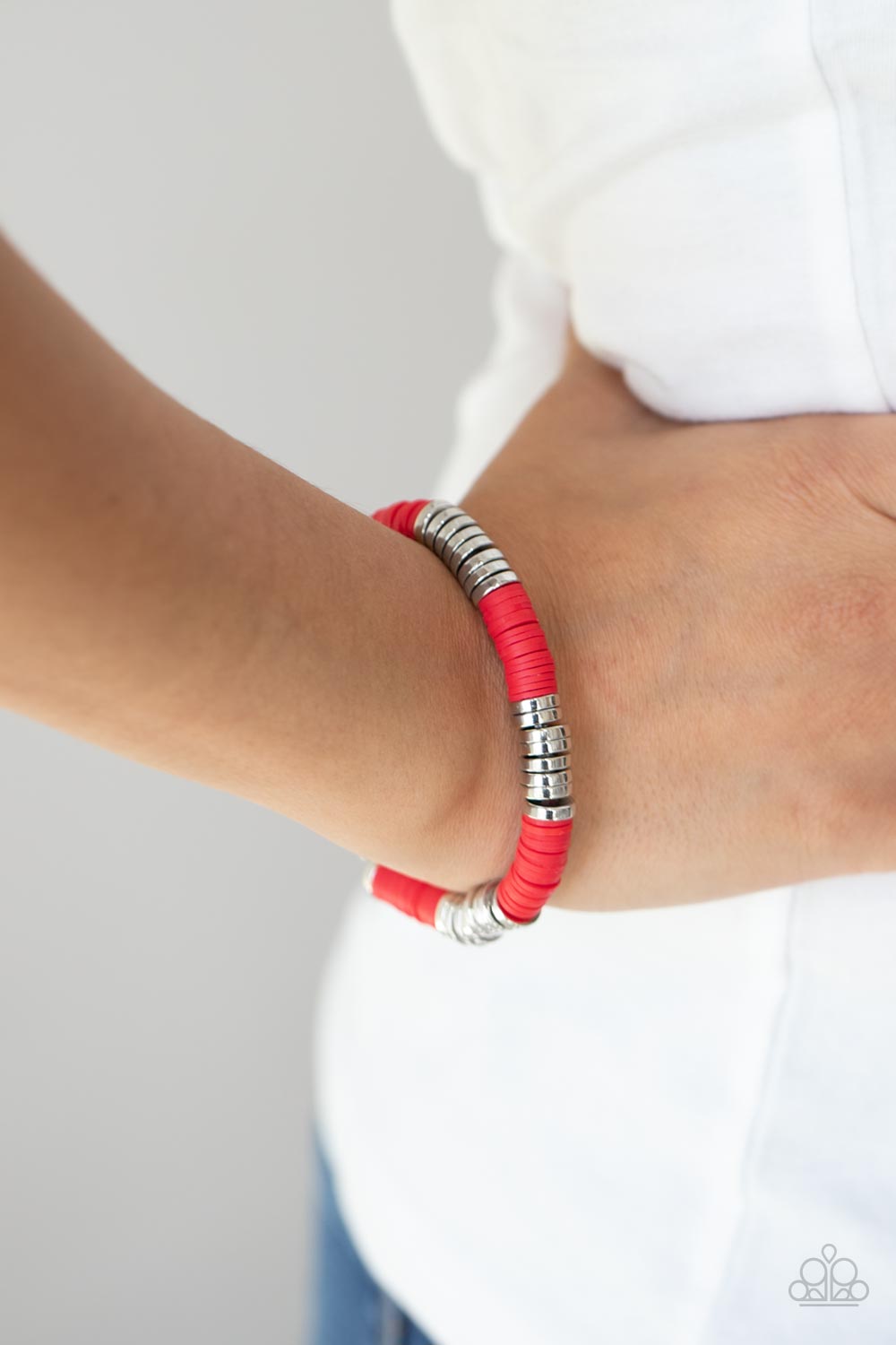 Stacked In Your Favor - Red Paparazzi Bracelet