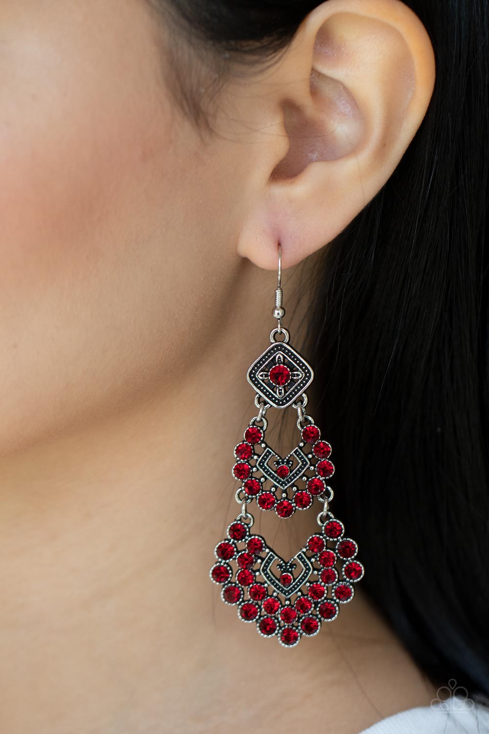 All For The GLAM - Red Paparazzi Earrings