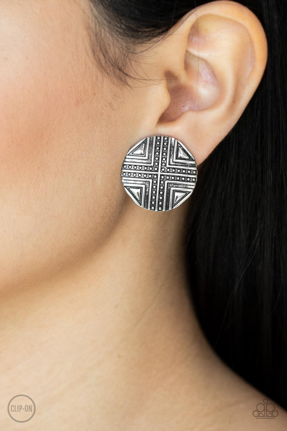 Shielded Shimmer - Silver Paparazzi Clip-On Earrings