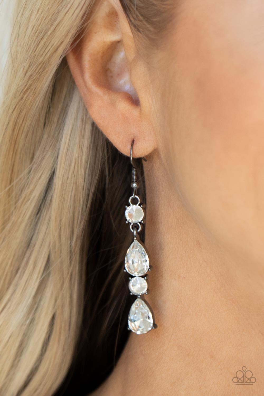 Raise Your Glass to Glamorous Black Paparazzi Earrings