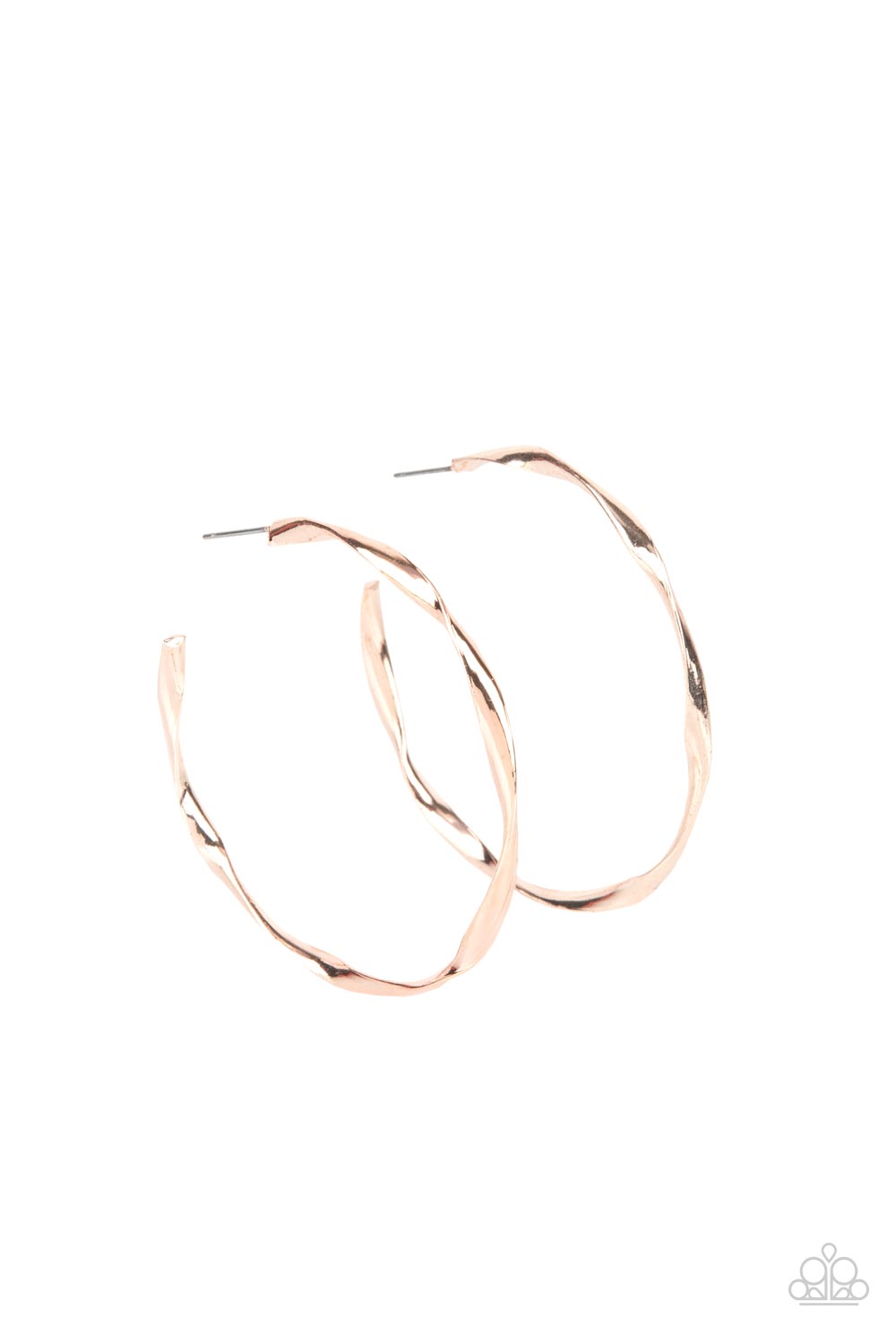 Radiantly Warped - Rose Gold Paparazzi Hoop Earrings