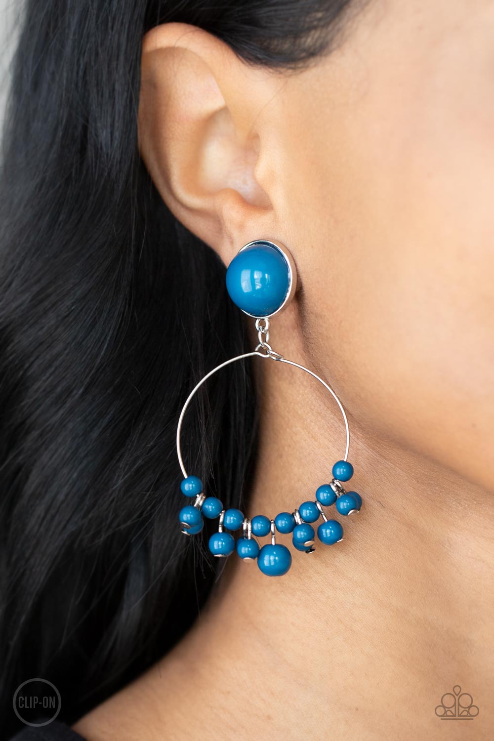 Cabaret Charm - Blue Paparazzi Clip-On Earrings
