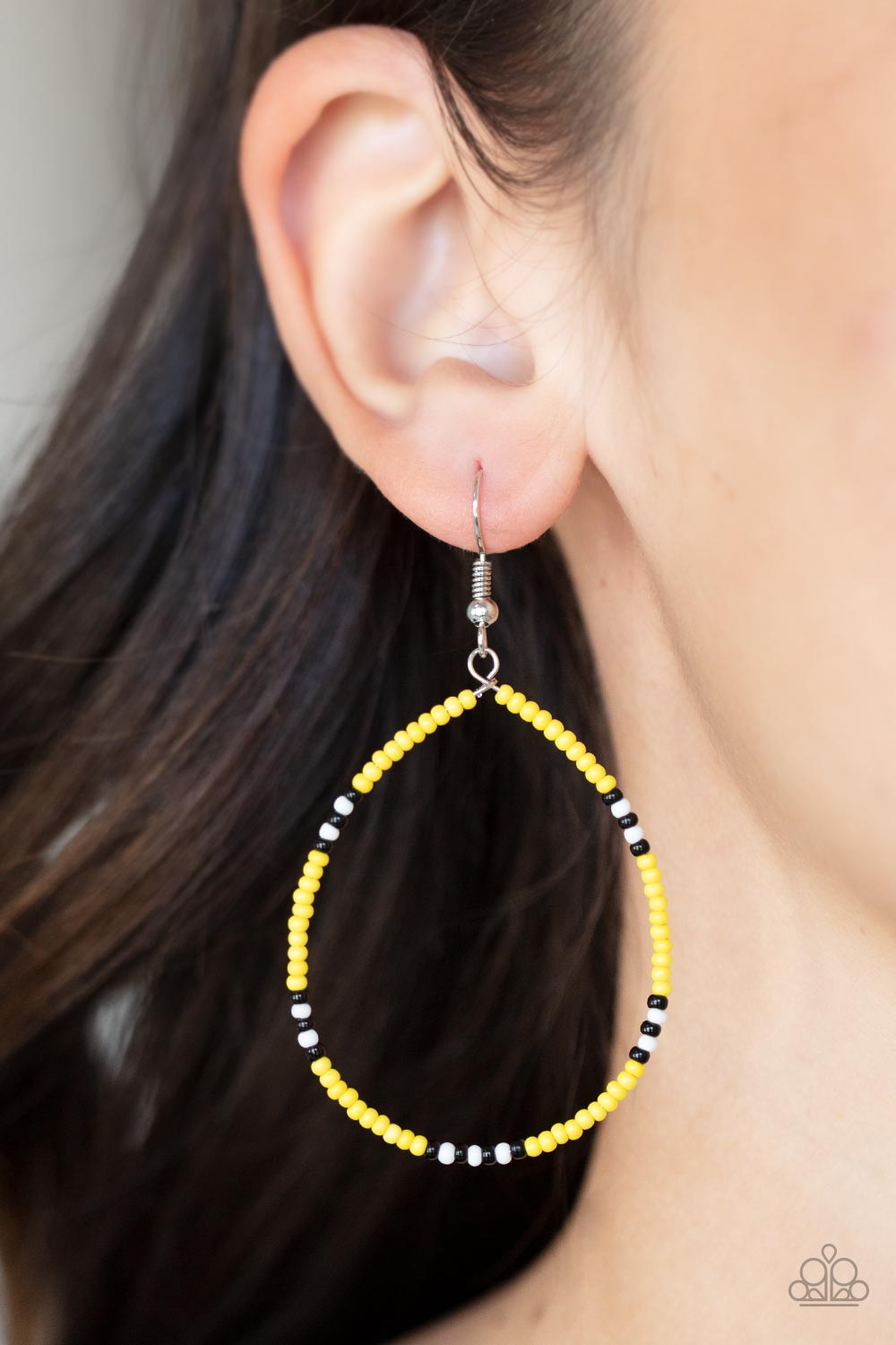 Keep Up The Good BEADWORK - Yellow Paparazzi Earrings