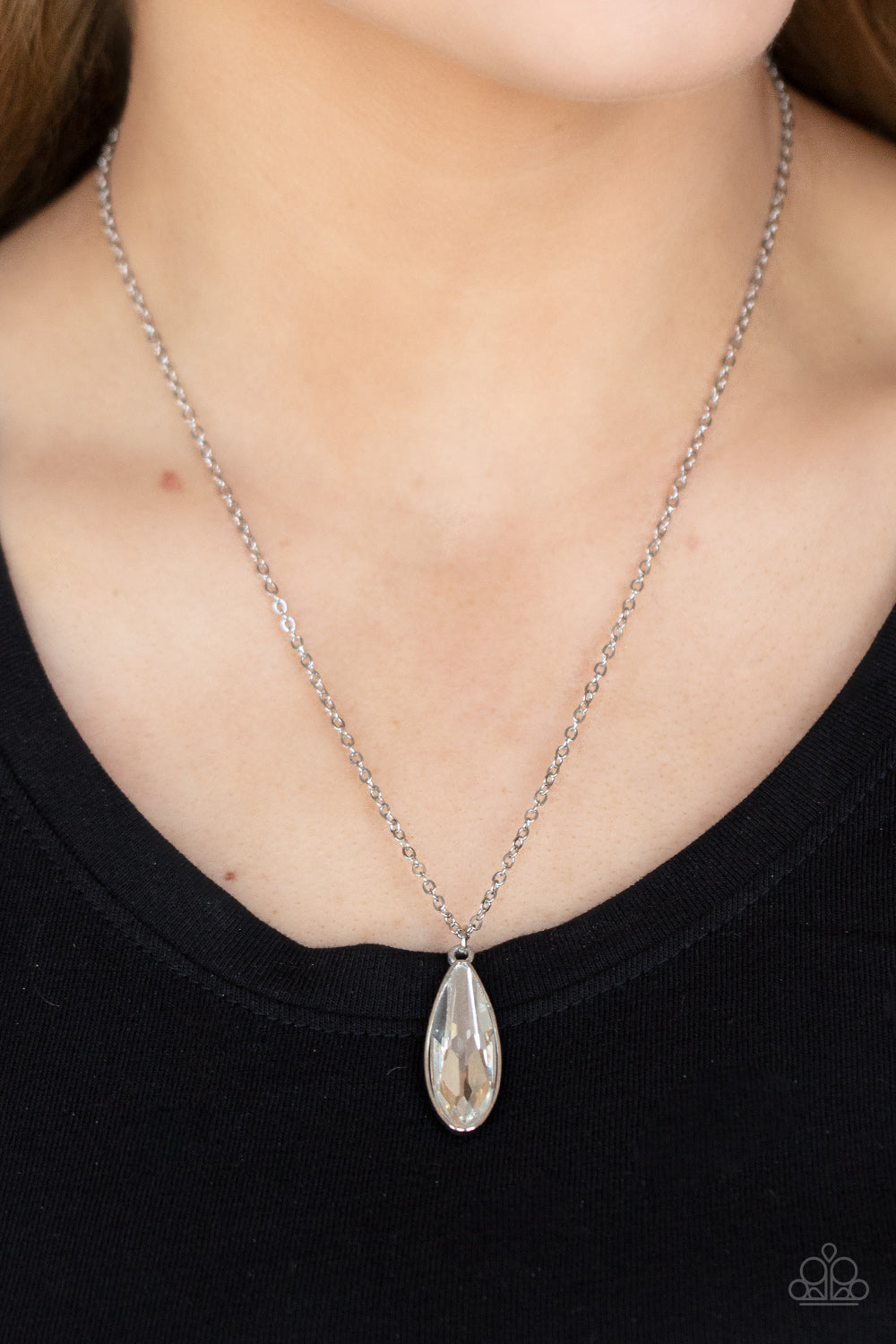 Prismatically Polished - White Paparazzi Necklace