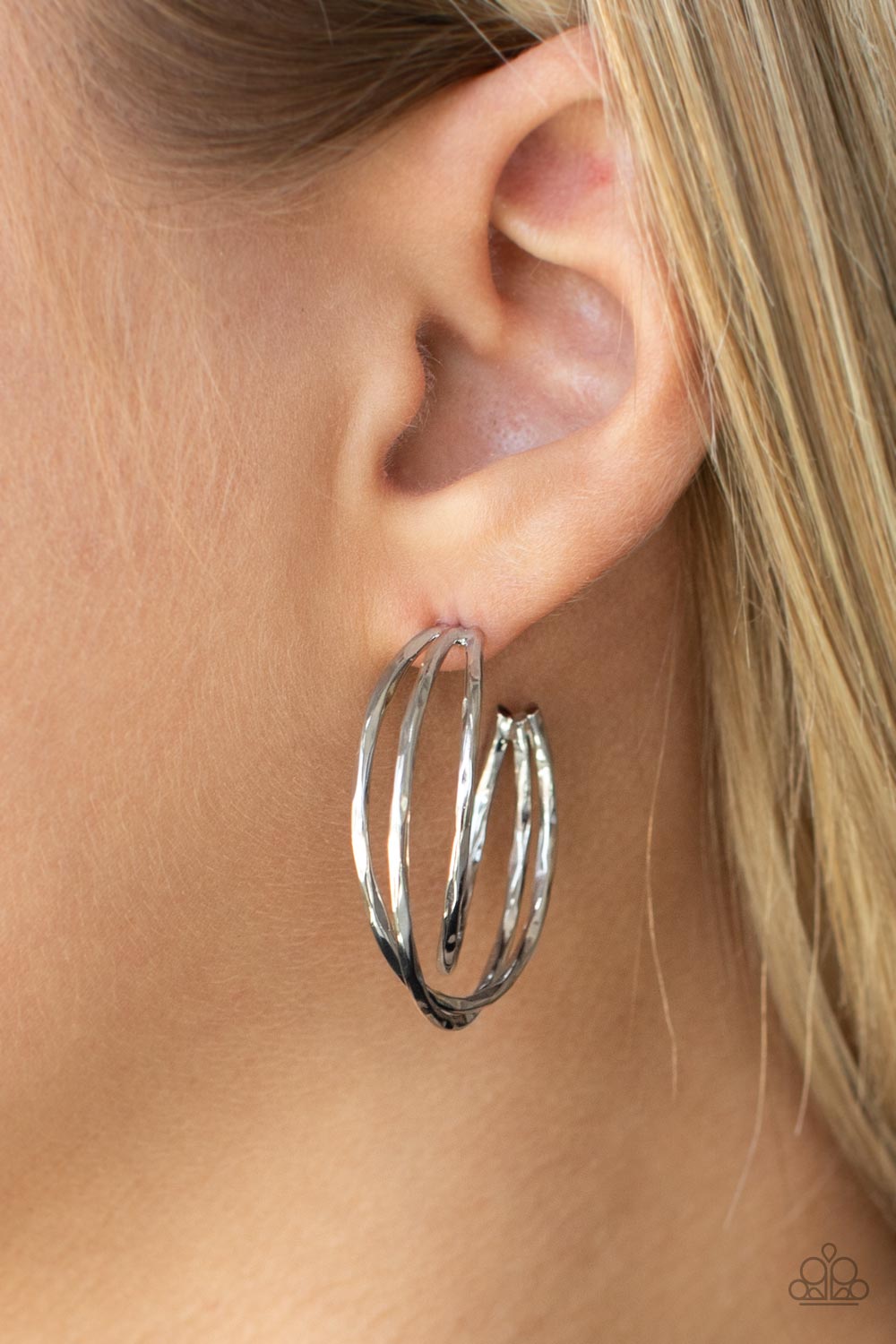 City Contour - Silver Paparazzi Hoop Earrings