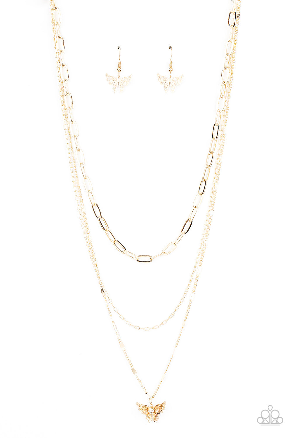 Bountiful Butterflies - Gold Paparazzi Necklace