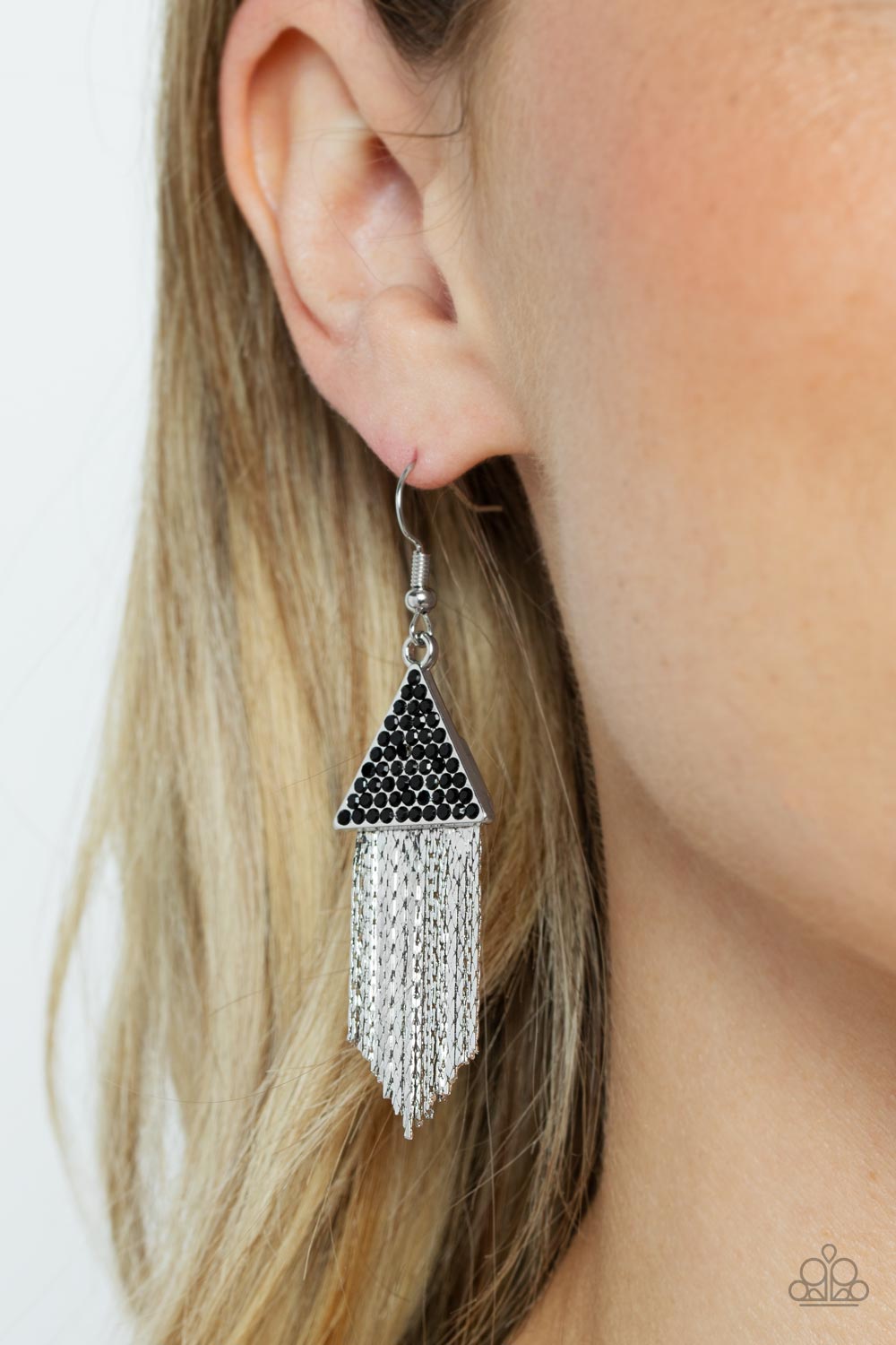 Pyramid SHEEN - Black Paparazzi Earrings