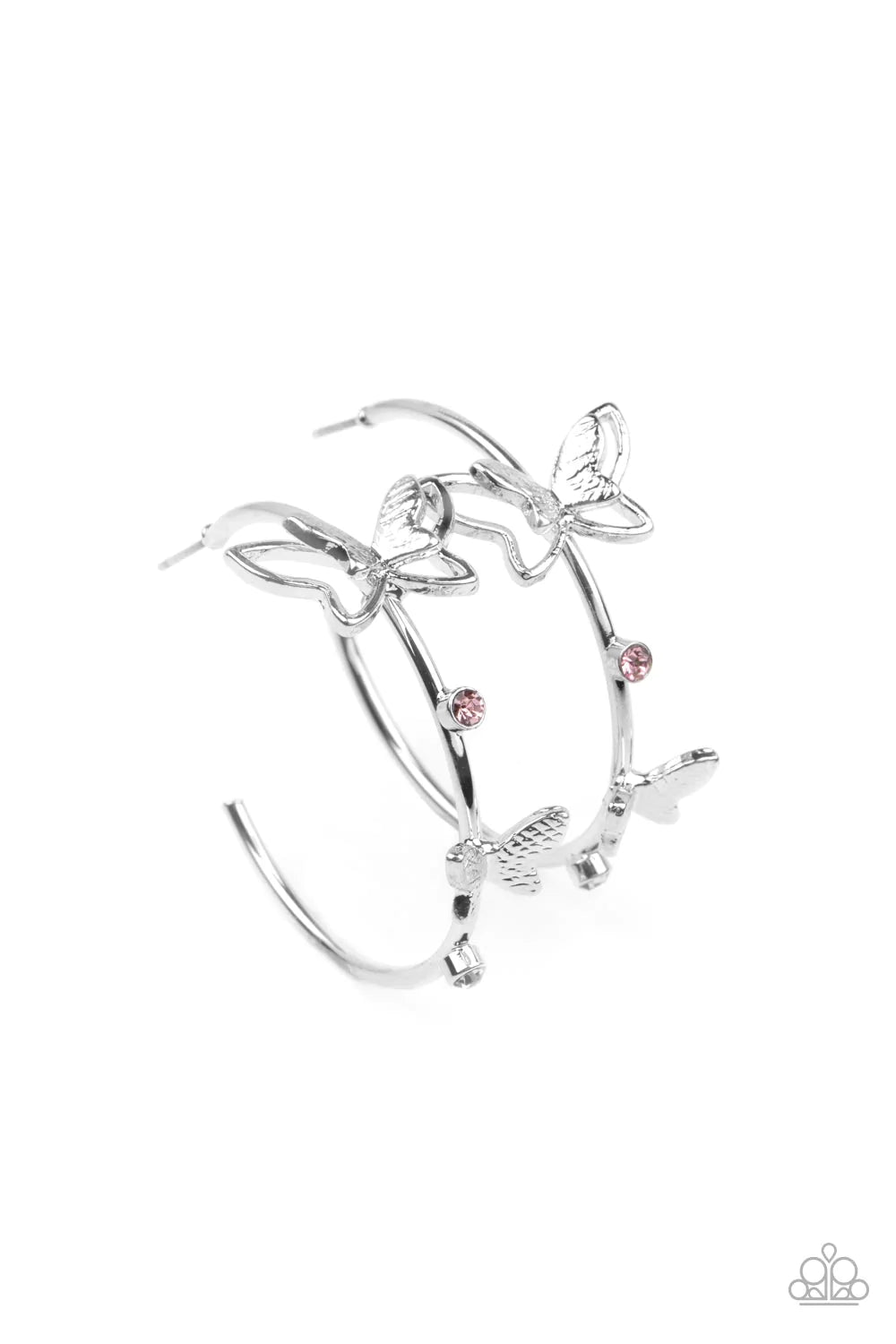 Full Out Flutter Pink Paparazzi Hoop Earrings