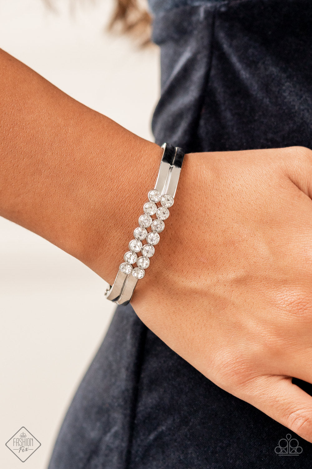 Doubled Down Dazzle - White Paparazzi Fashion Fix Bracelet