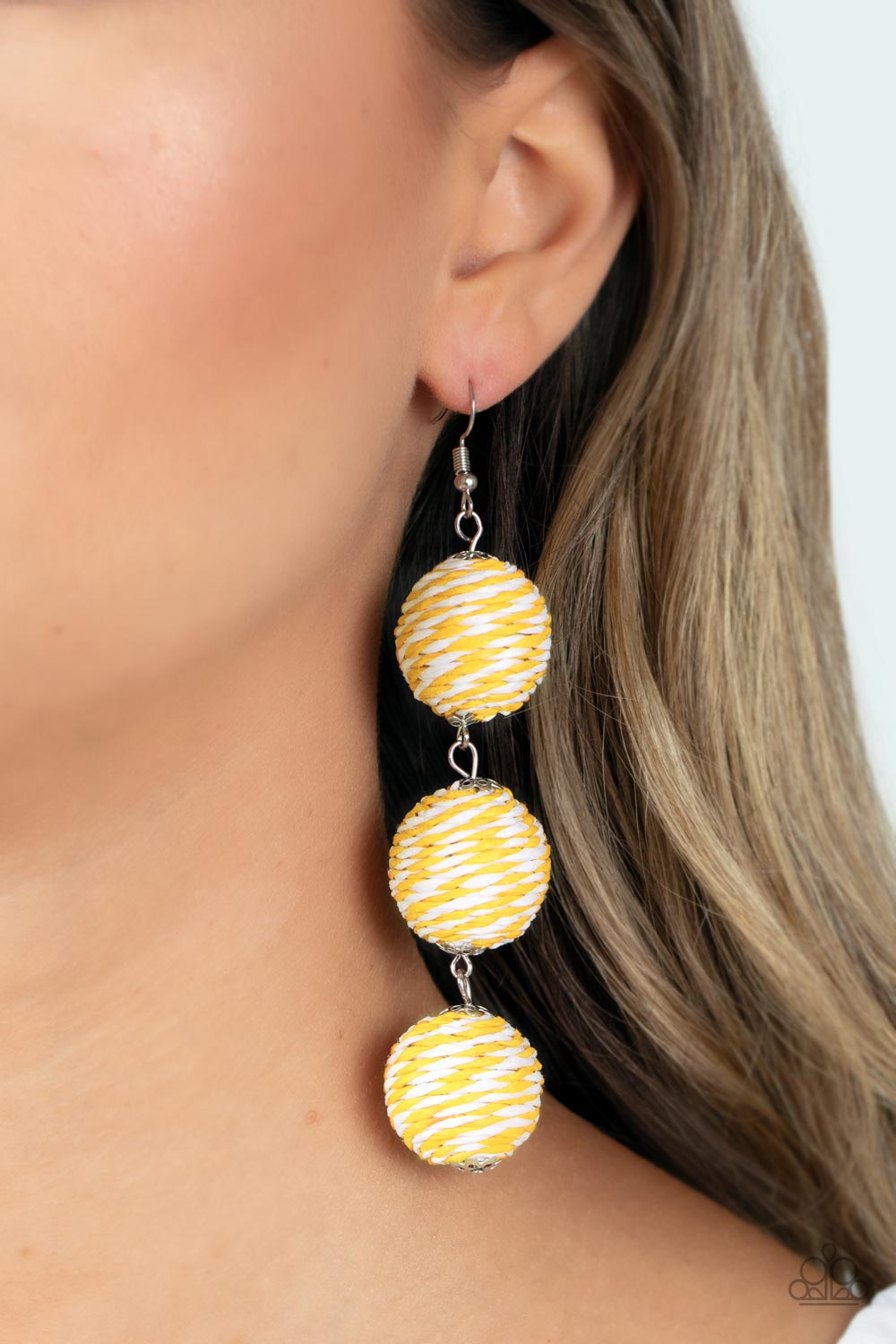 Laguna Lanterns - Yellow Paparazzi Earrings