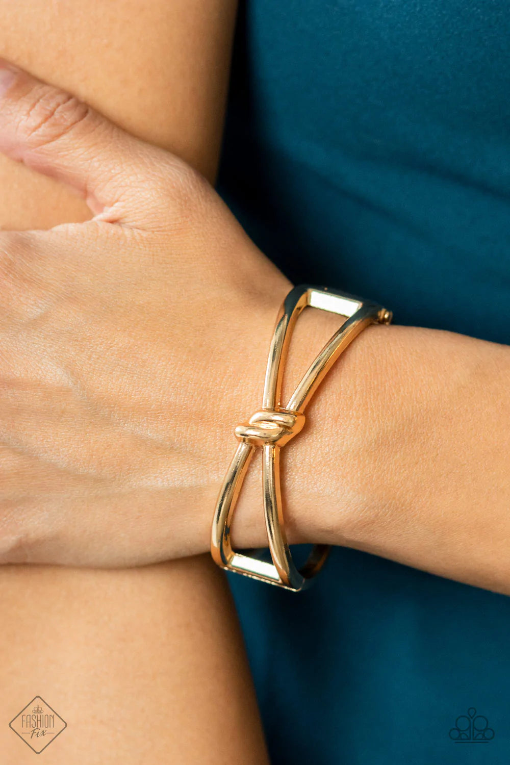 KNOT My First Rodeo - Gold Paparazzi Hinged Bracelet