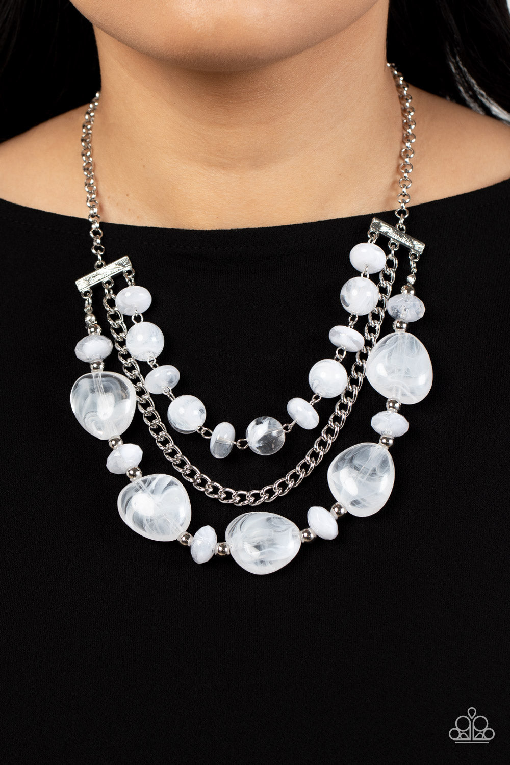 Oceanside Service - White Paparazzi Necklace