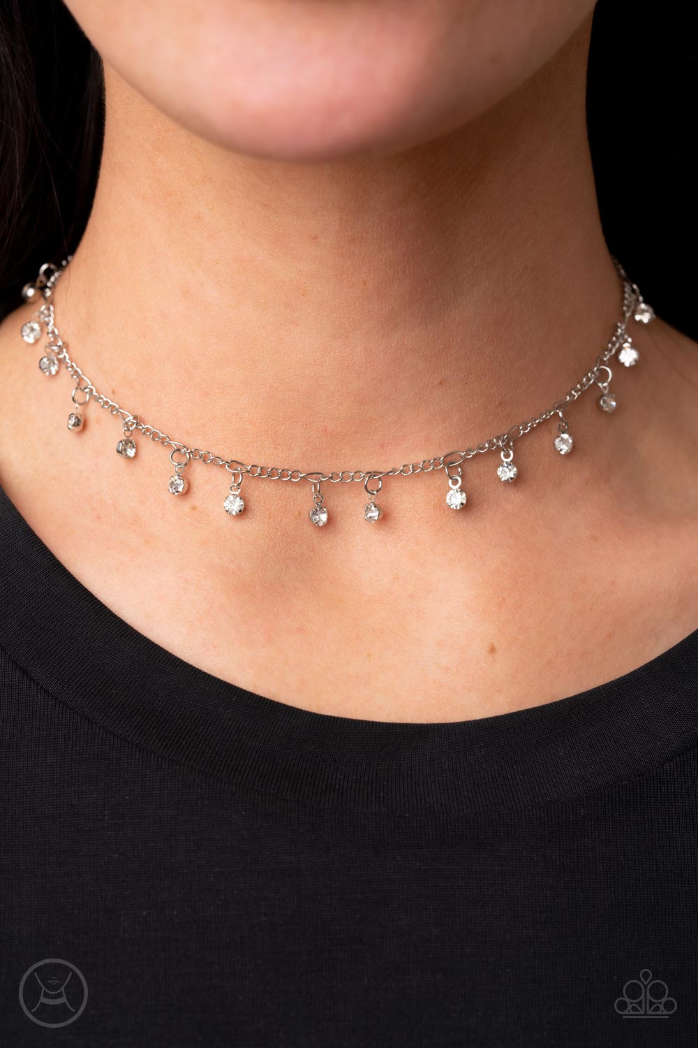 Bringing SPARKLE Back - White Paparazzi Choker Necklace