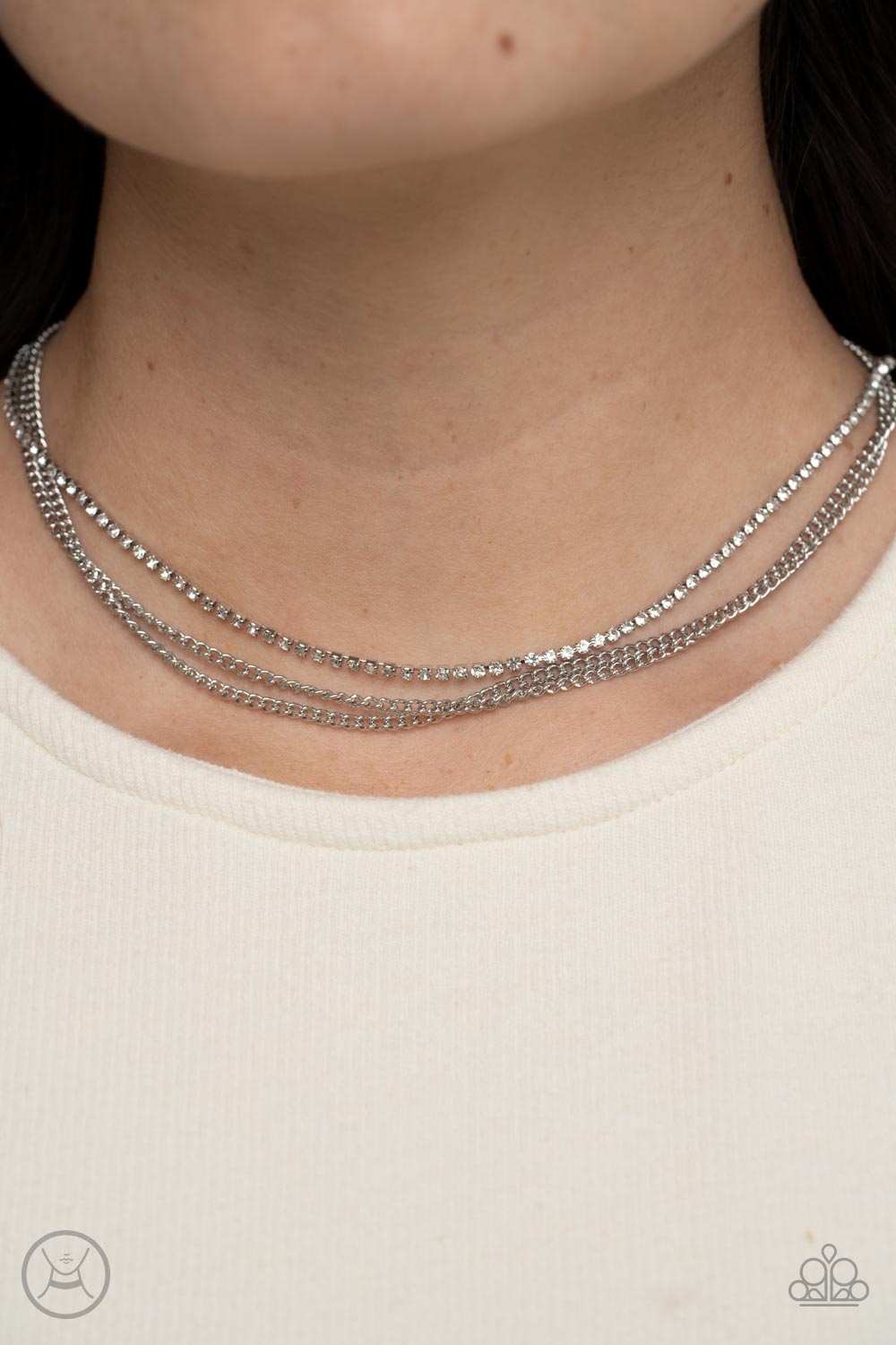Glitzy Gusto - White Paparazzi Choker Necklace
