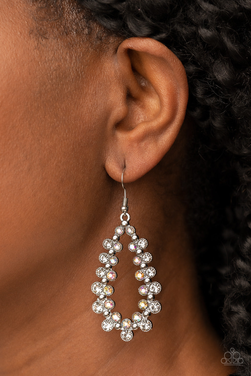 Its About to GLOW Down - White Paparazzi Earrings
