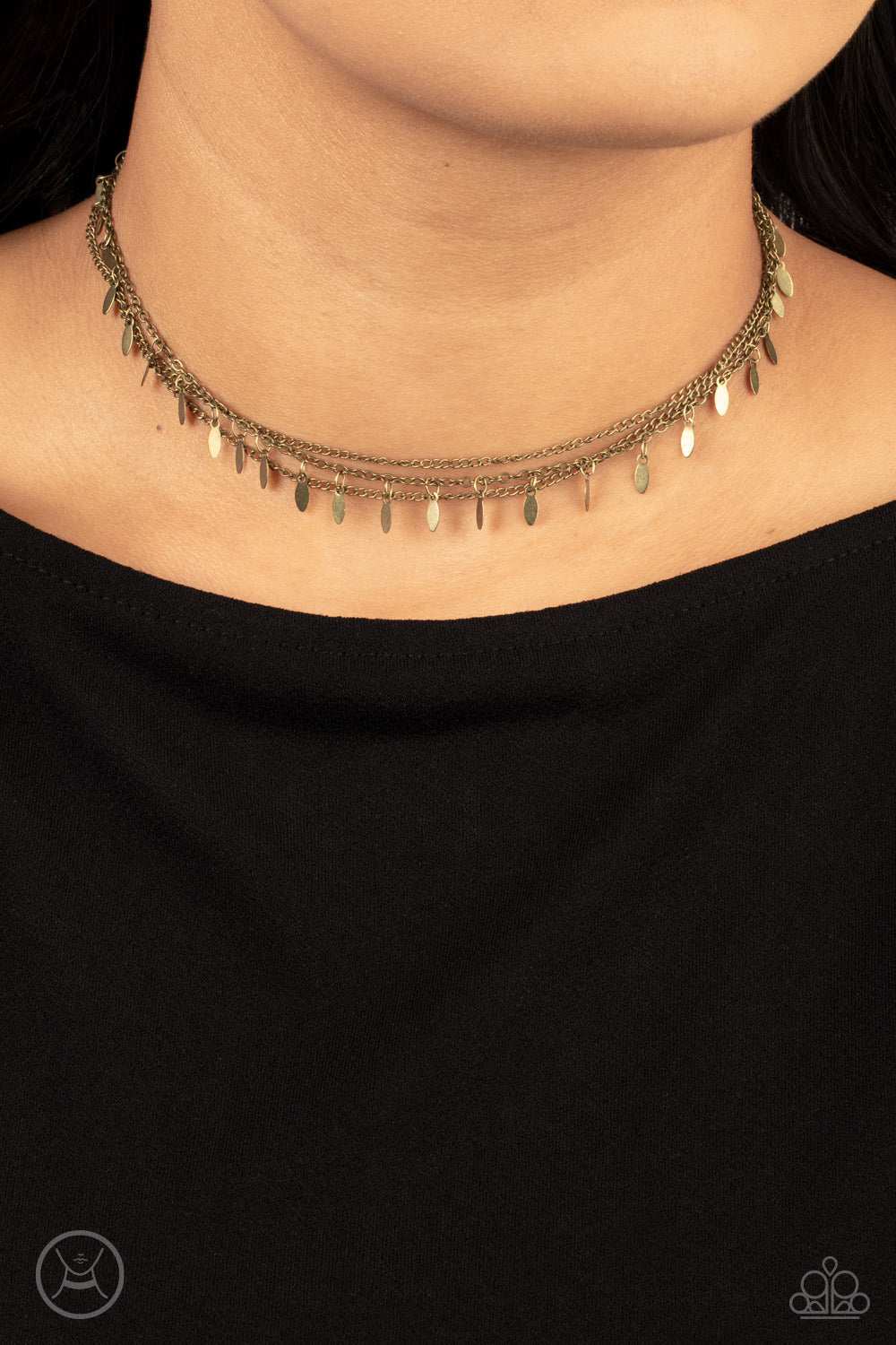 Monochromatic Magic - Brass Paparazzi Choker Necklace