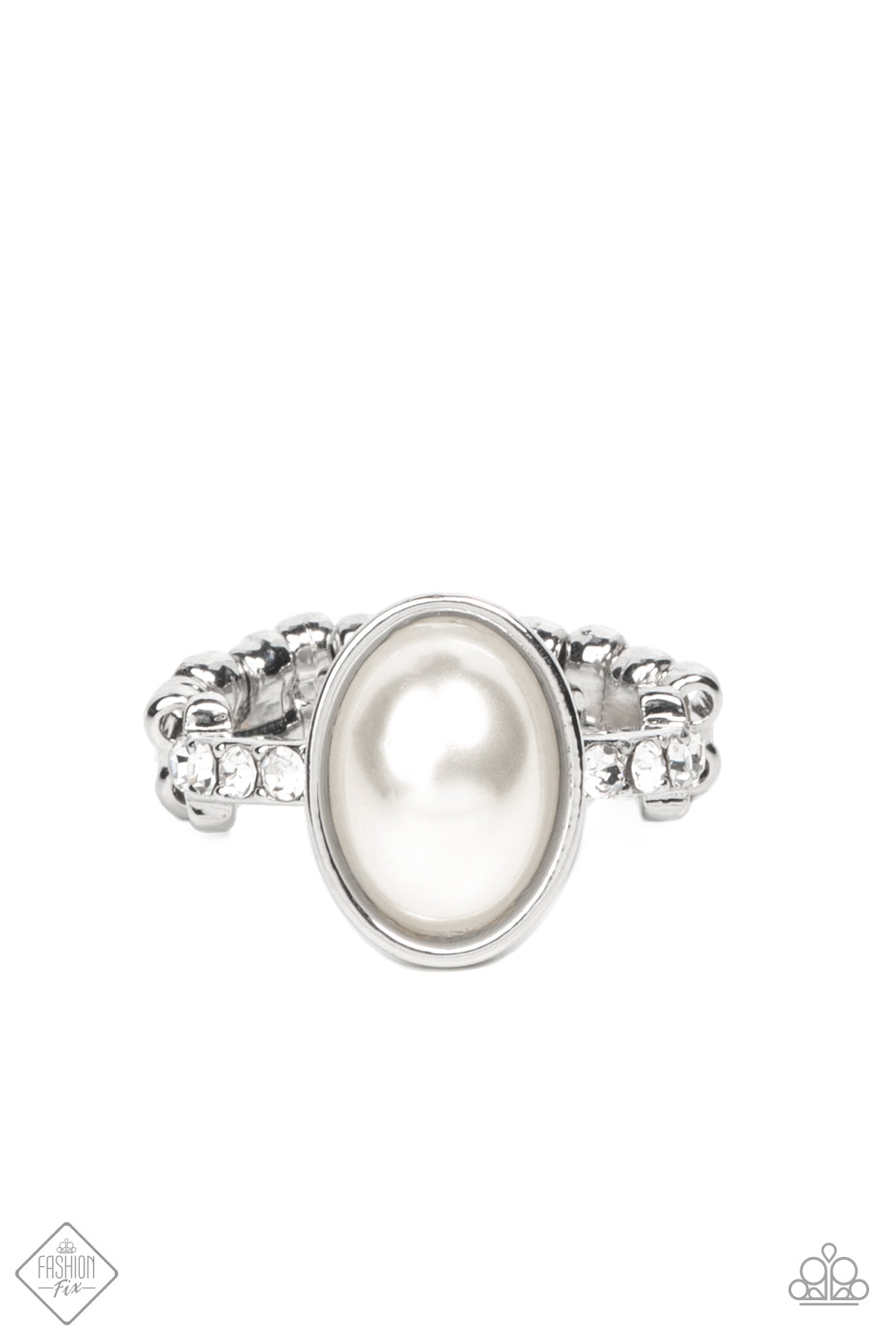 One Day at a SHOWTIME - White Paparazzi Exclusive Fashion Fix Ring
