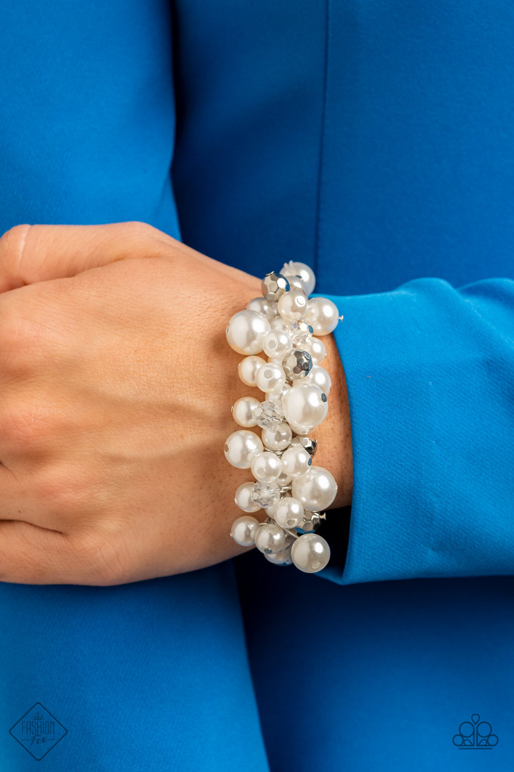 Elegantly Exaggerated - White Paparazzi Fashion Fix Bracelet