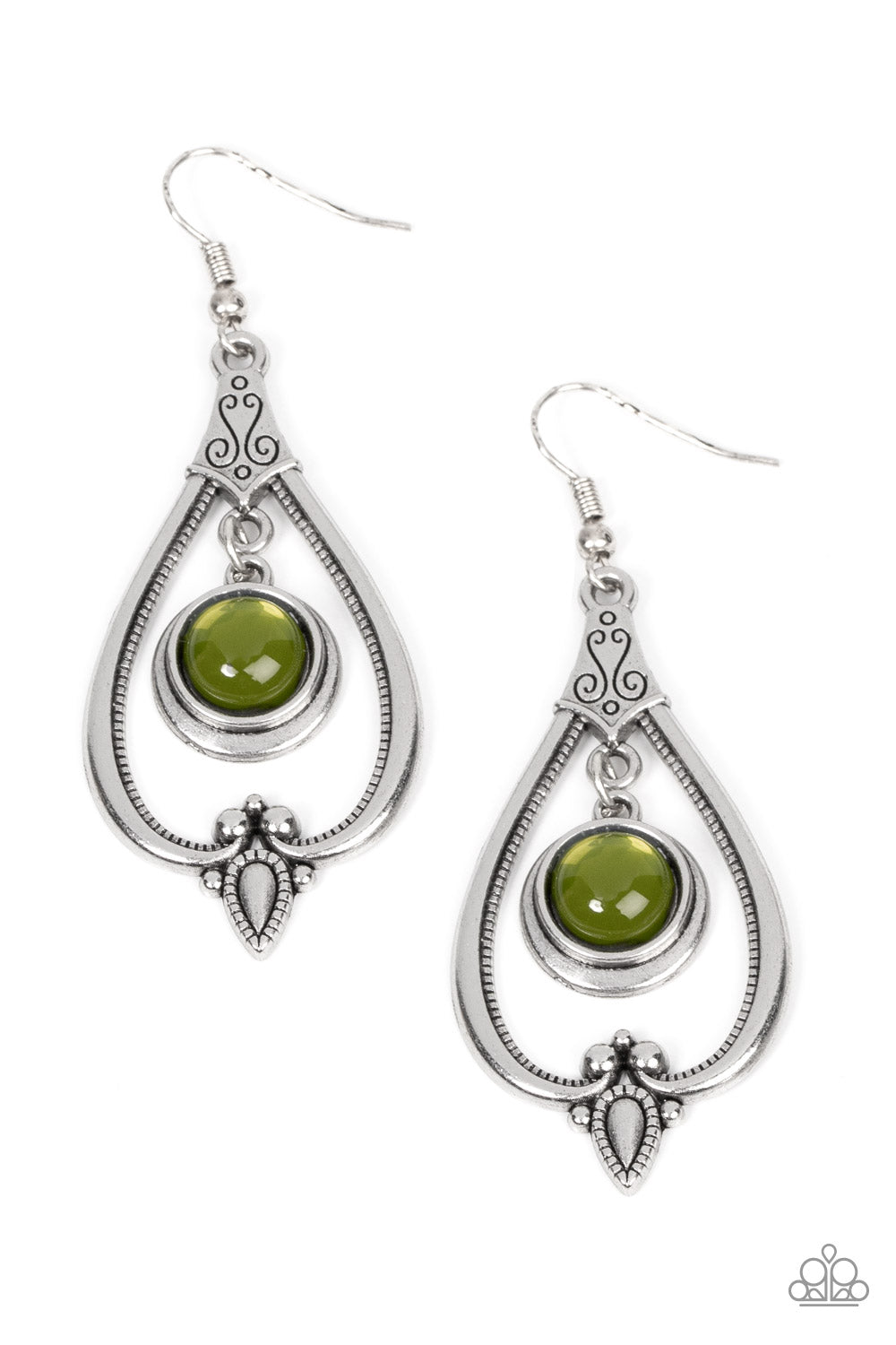 Ethereal Emblem - Green Paparazzi Earrings