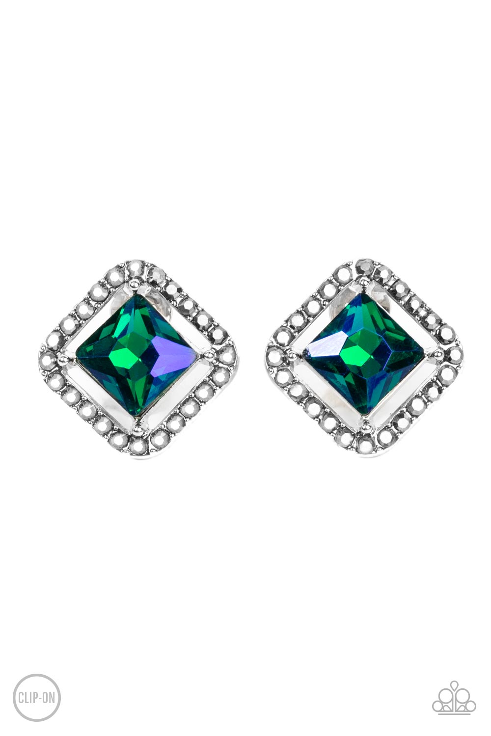 Cosmic Catwalk - Green Paparazzi Clip-On Earrings