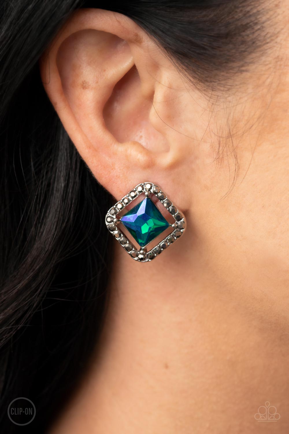 Cosmic Catwalk - Green Paparazzi Clip-On Earrings
