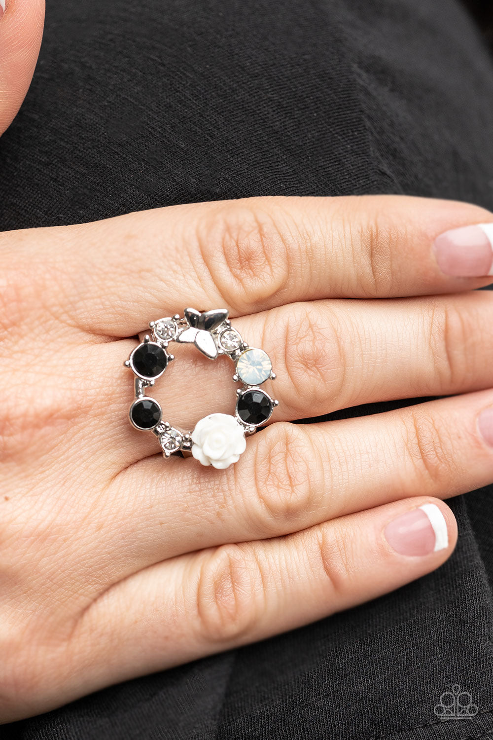 Butterfly Bustle - Black Paparazzi Ring