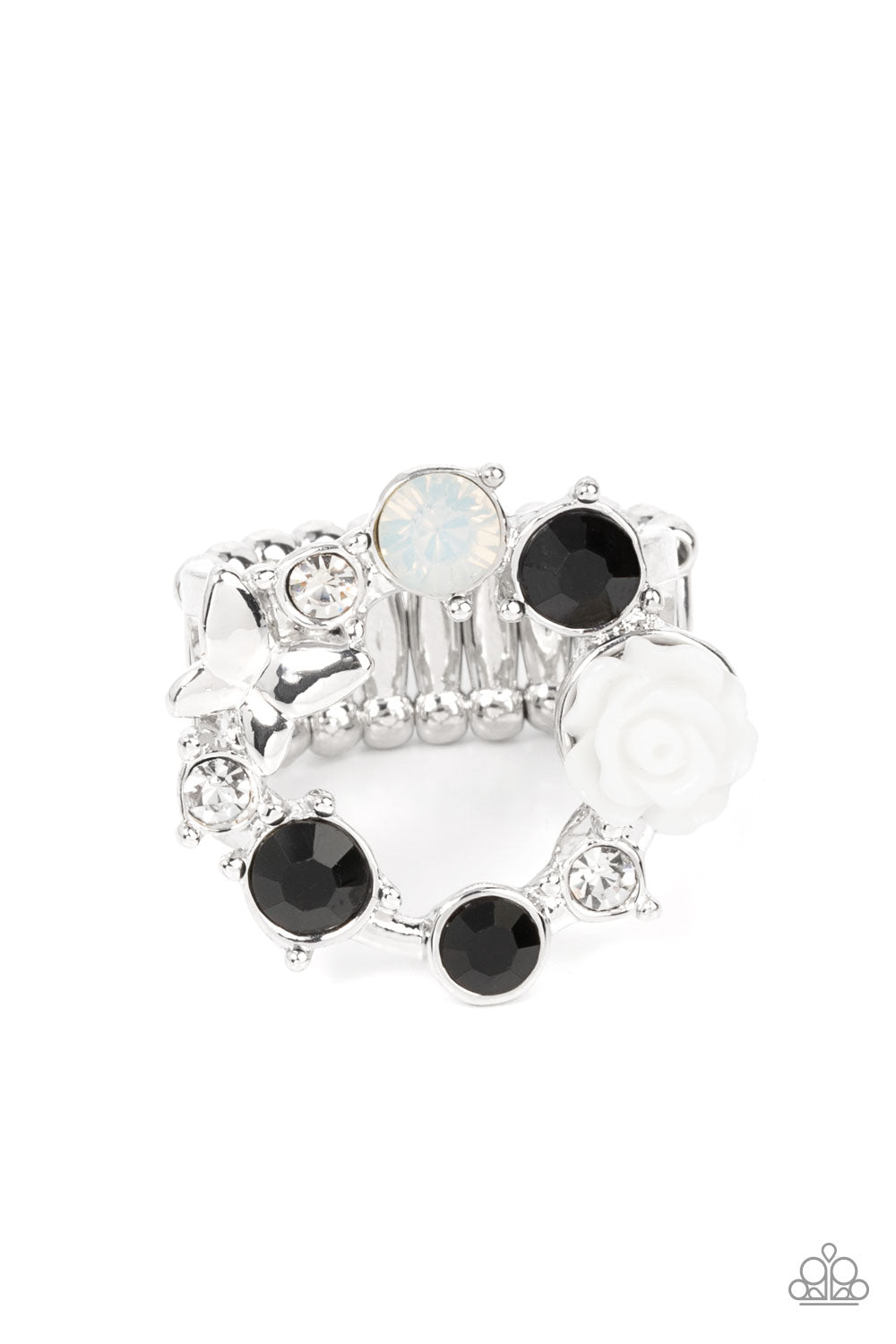 Butterfly Bustle - Black Paparazzi Ring