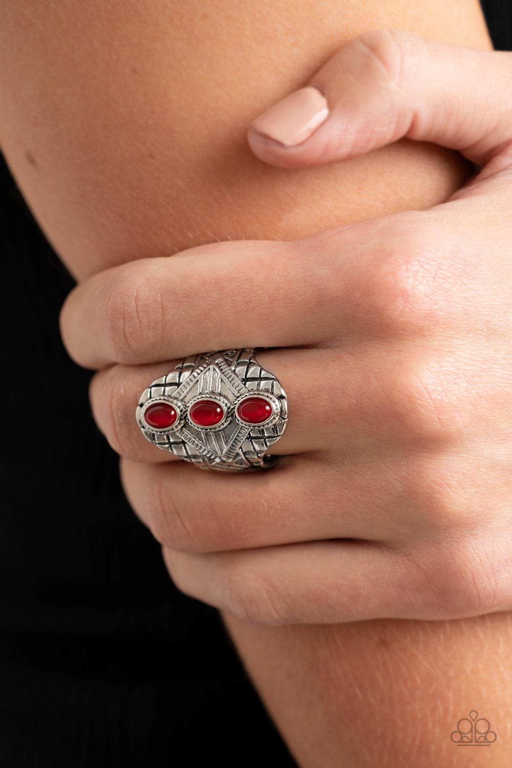 Eye-Catching Cats Eye - Red Paparazzi Ring