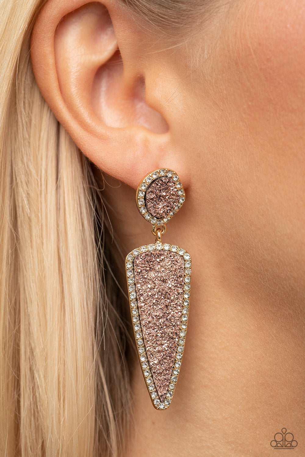Druzy Desire - Gold Paparazzi Earrings