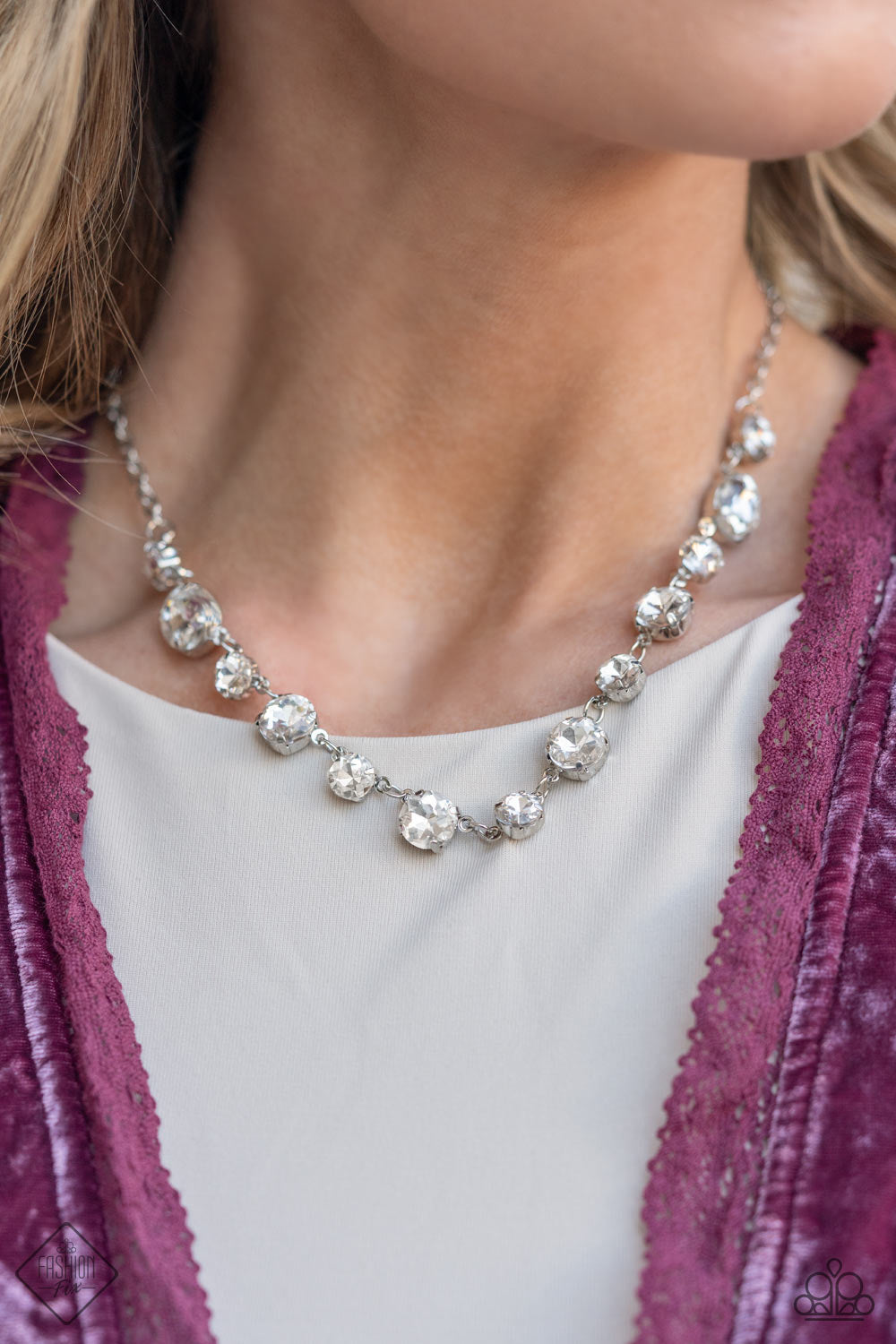 Hands Off the Crown! - White Paparazzi Exclusive Fashion Fix Necklace