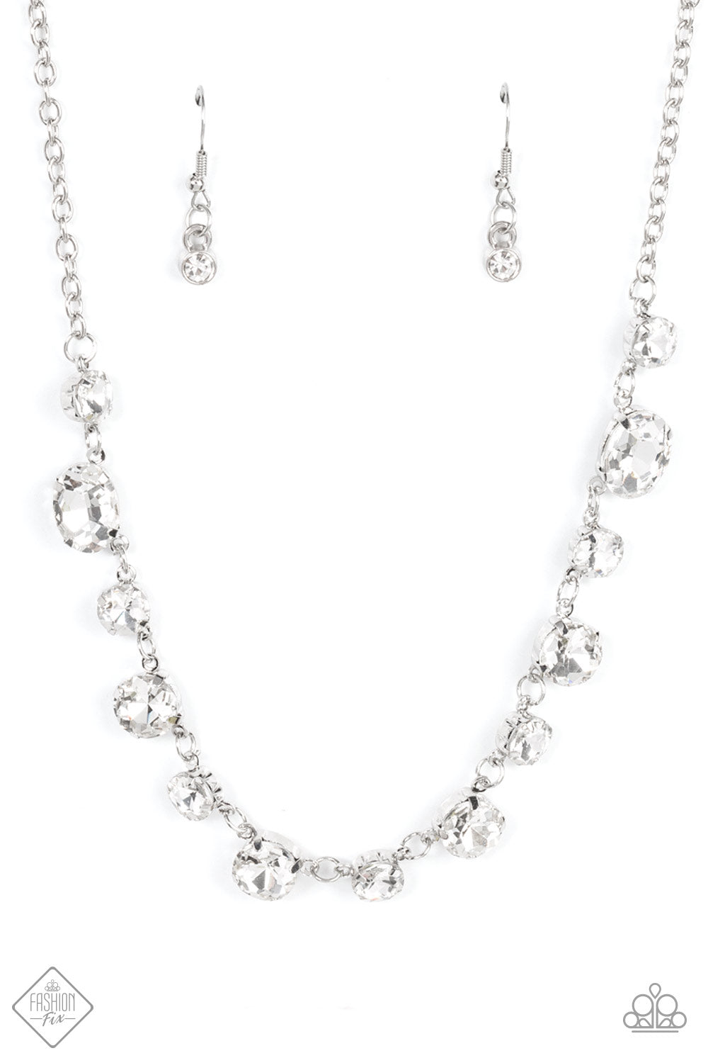 Hands Off the Crown! - White Paparazzi Exclusive Fashion Fix Necklace