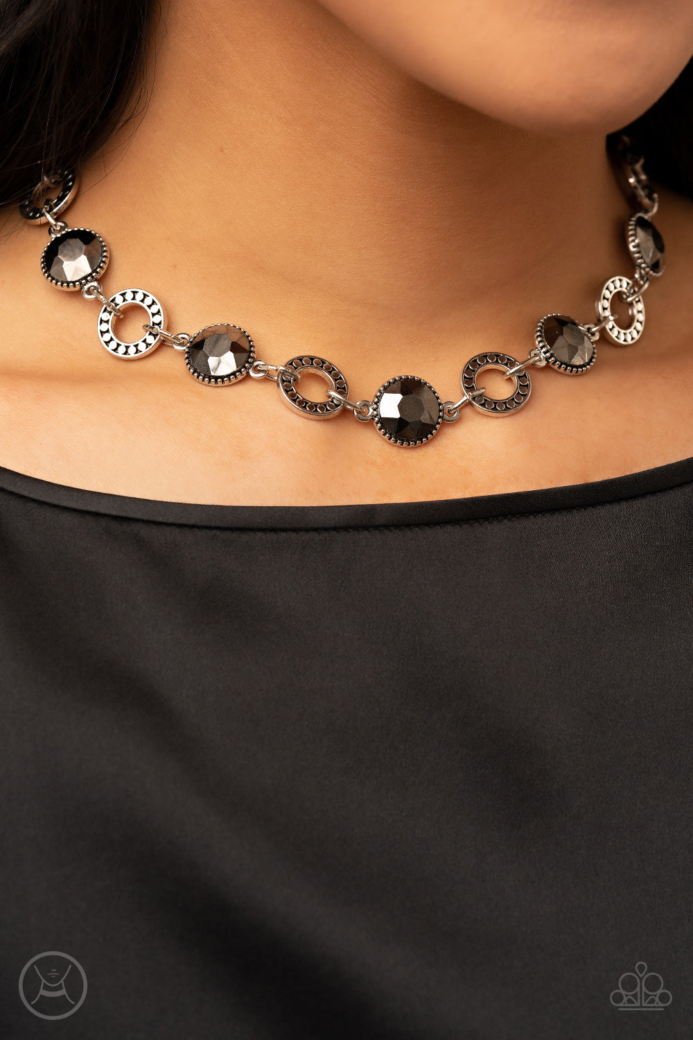 Rhinestone Rollout - Silver Paparazzi Necklace