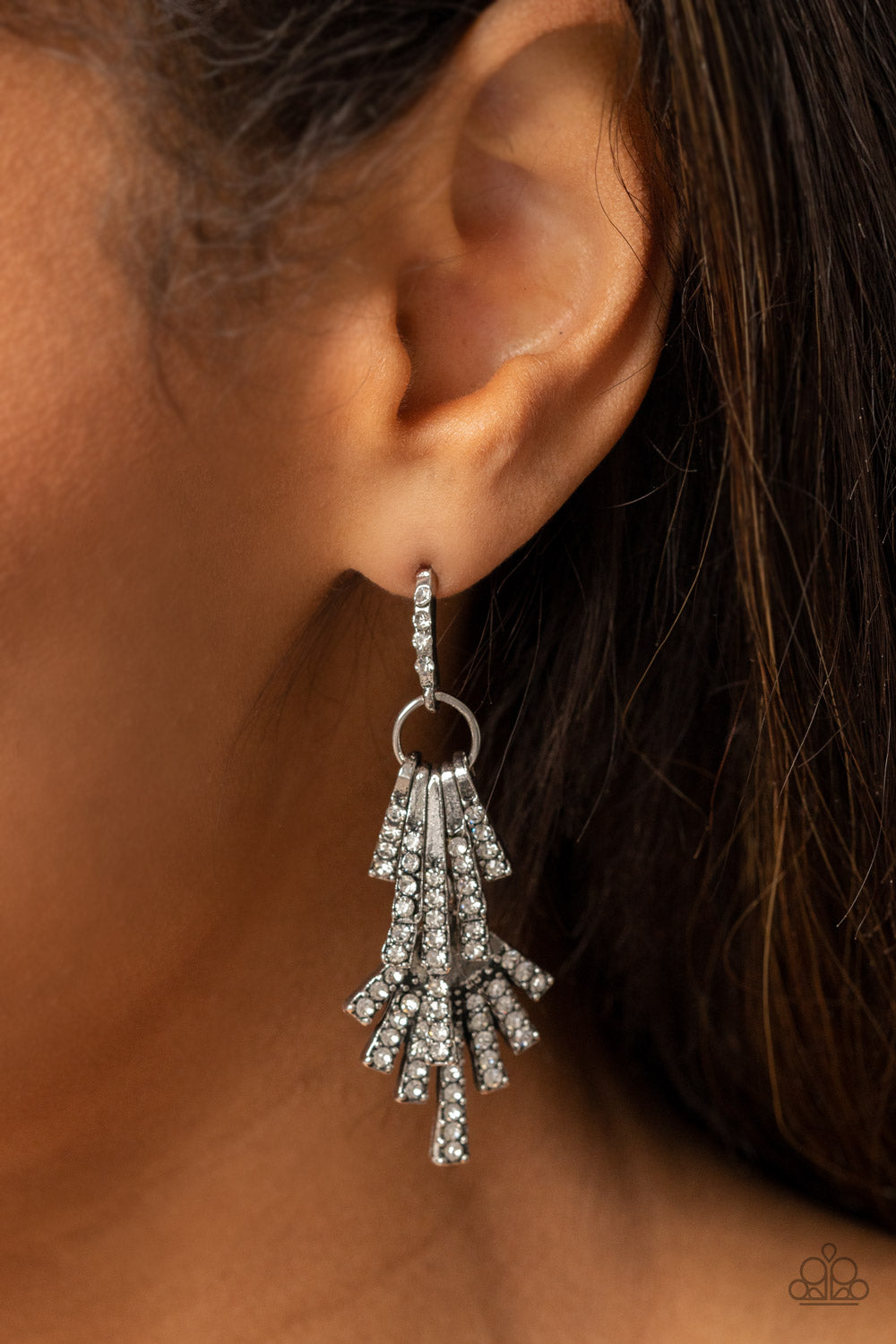 Fan of Glam - White Paparazzi Earrings